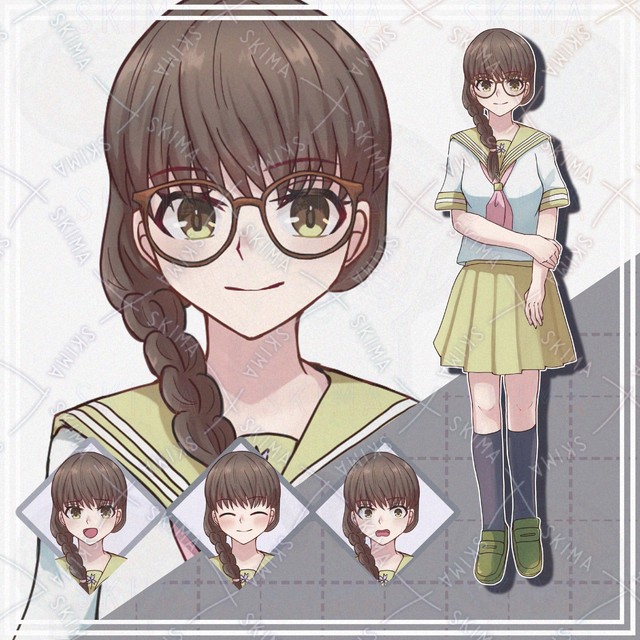 【表情9種＋オマケ】眼鏡付き三つ編み女の子【立ち絵】