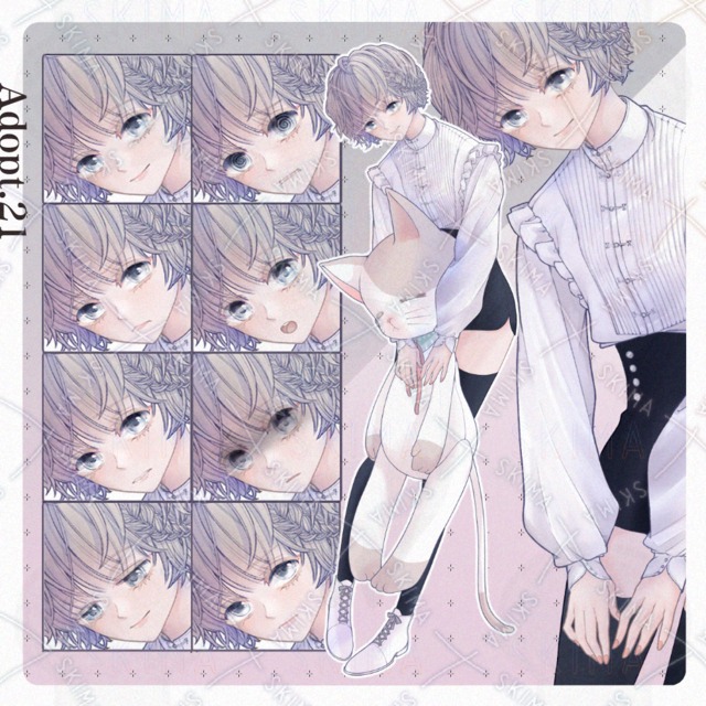 猫の大きなぬいぐるみを持った男の娘