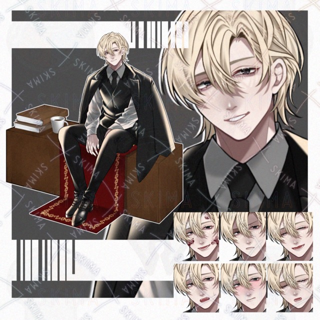 【立ち絵】スーツ/男性キャラ【表情8種】