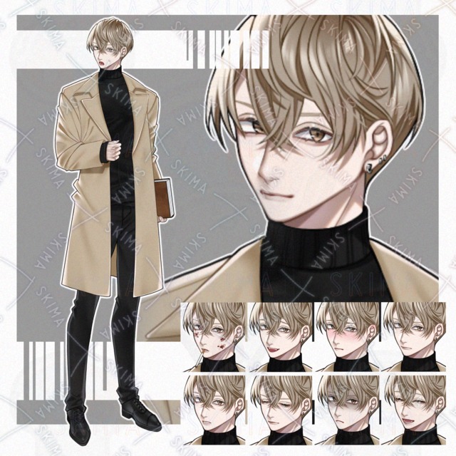 【立ち絵】コート/男性キャラ【表情10種】