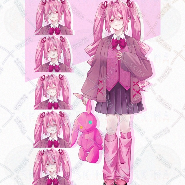 《表情差分6種》病みかわ系ピンクツインテールの女子高生🐇🩷