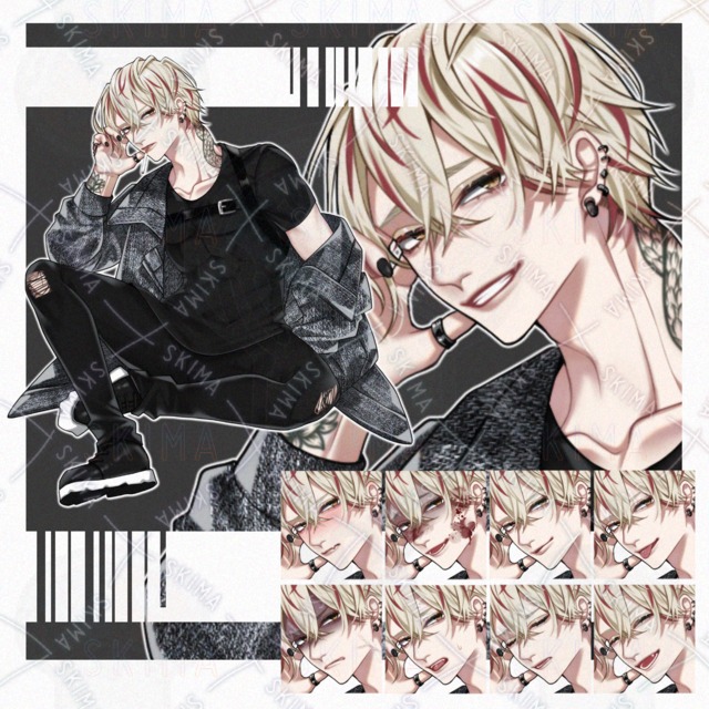 【立ち絵】金髪&times;赤/男性キャラ【表情10種】