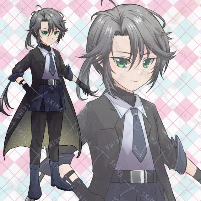 黒コートの男の子　表情5種