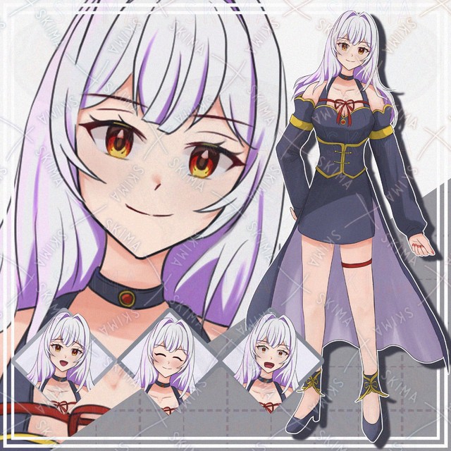 【表情10種】白髪ロングの女性【立ち絵】