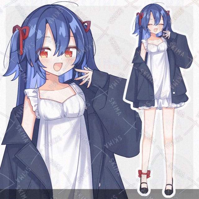 青髪白ワンピの女の子