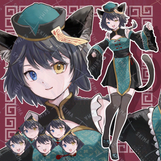 【表情7種】黒猫キョンシー