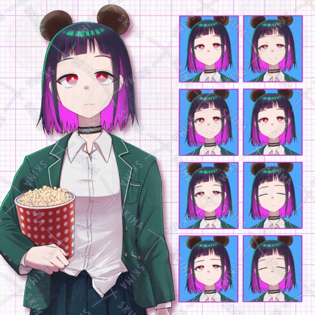 【表情8種】クマ耳JK