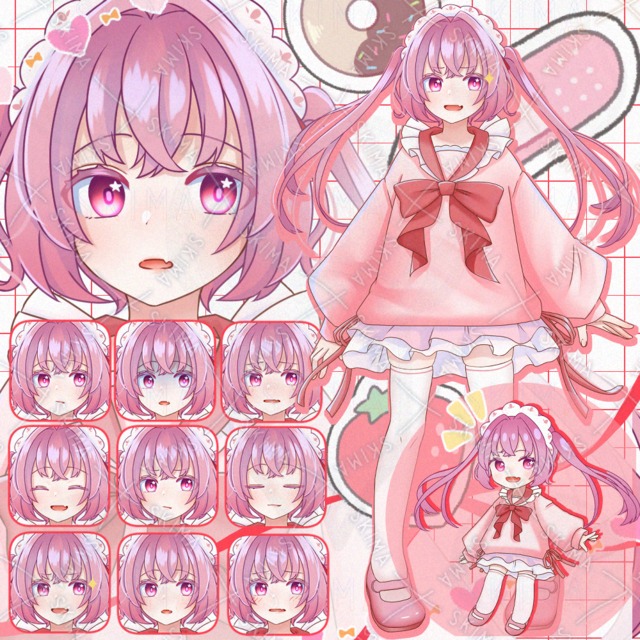 【10枚】ピンクセーラーツインテちゃん【SDキャラつき！】