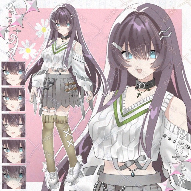 白ニット女の子(表情5種)