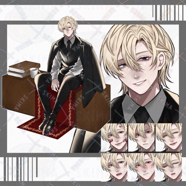 【立ち絵】スーツ/男性キャラ【表情8種】