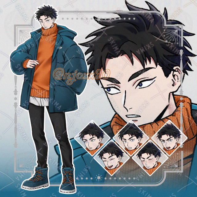 ダウンジャケットを着た三白眼の男