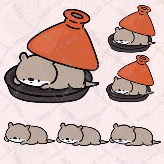 たじんなべをすみかにするかわうそ（表情3種類）