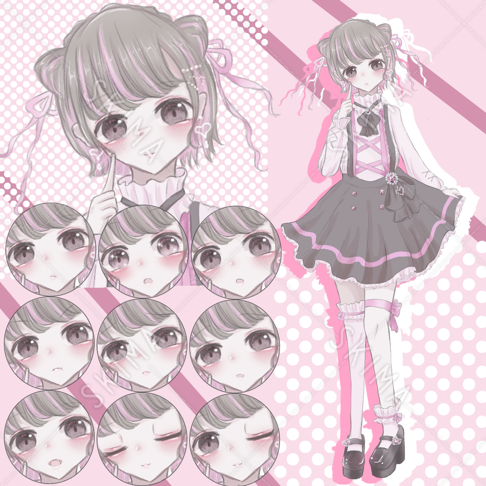 表情10種 双子コーデの量産型ピンクちゃん スキマ スキルのオーダーメイドマーケット Skima