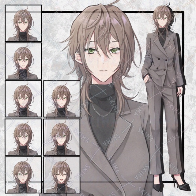 スーツの女性立ち絵　表情8種