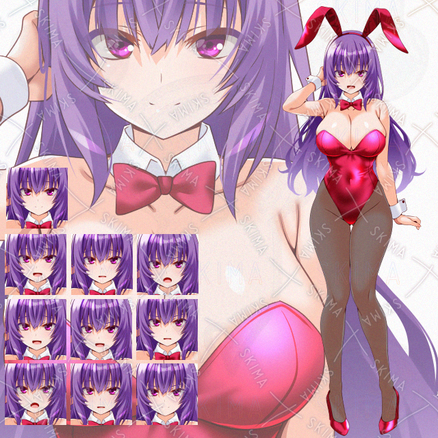 【表情10種】紫髪赤バニーさん