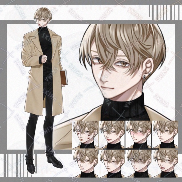 【立ち絵】コート/男性キャラ【表情10種】