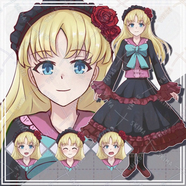 【表情10種】ドレス姿の金髪女の子【立ち絵】