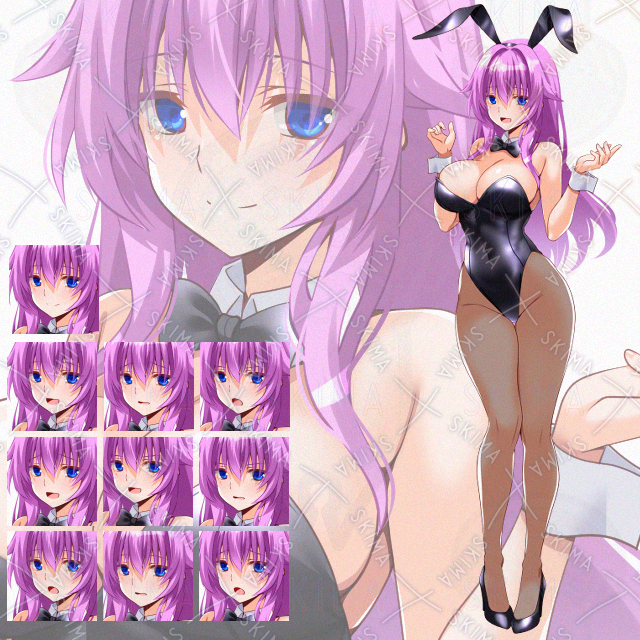 【表情10種】ピンク髪黒バニーさん