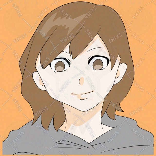 パーカーを着たかわいい女の子のアイコンイラスト