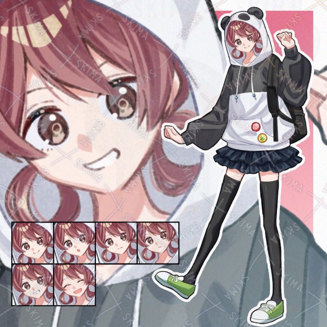 【年末SALE】パンダパーカーの少女【表情6種類】