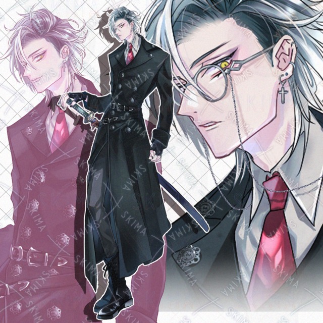 黒服/日本刀【表情9種＋眼鏡レイヤー】