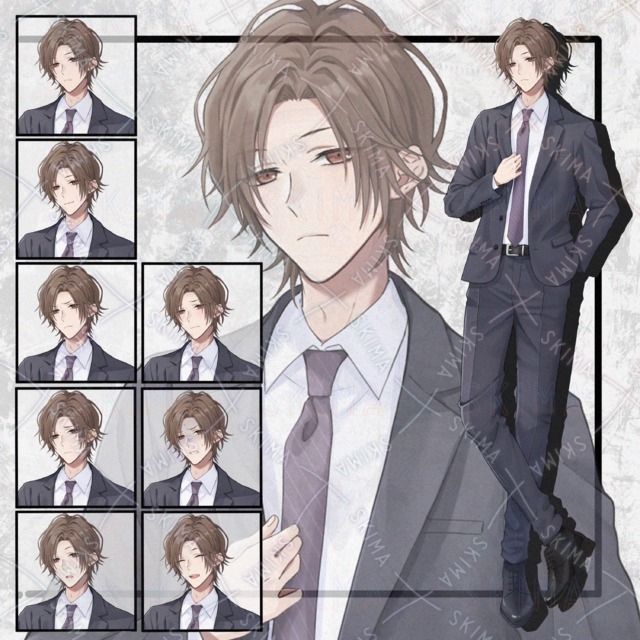 スーツの男性立ち絵　表情8種