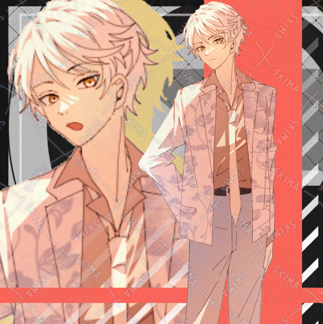 男性　男子　白髪　スーツ　カジュアル　現代　表情差分８種類