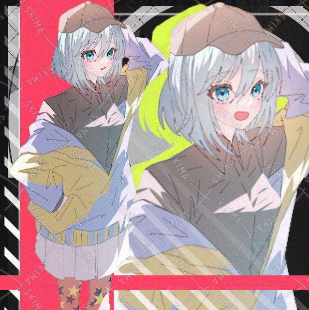 女の子　パーカー　帽子　水色　女子　現代　表情差分８種類