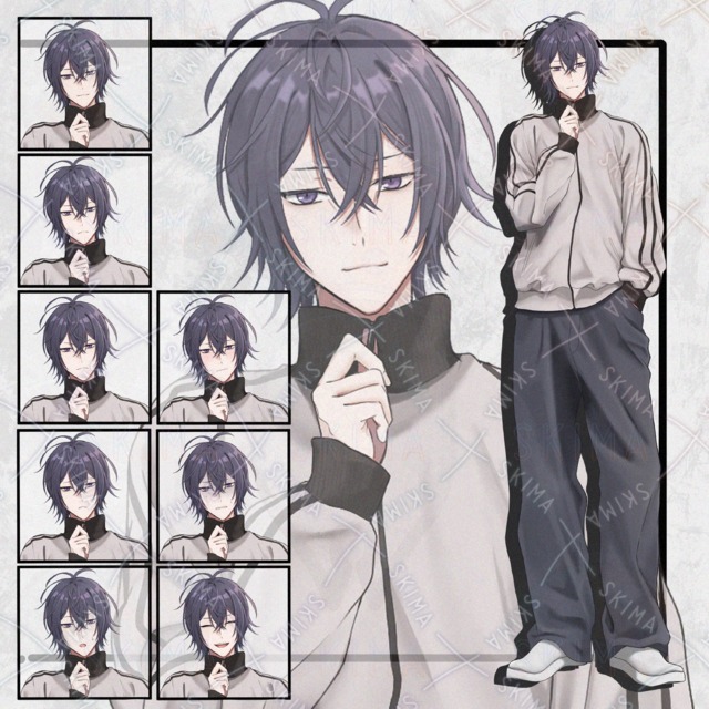 カジュアルな男性立ち絵　表情8種