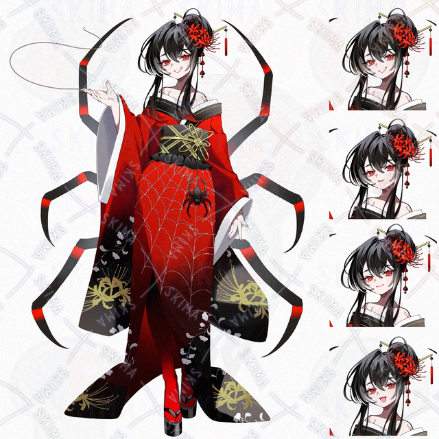 【表情4種】蜘蛛　女の子　立ち絵