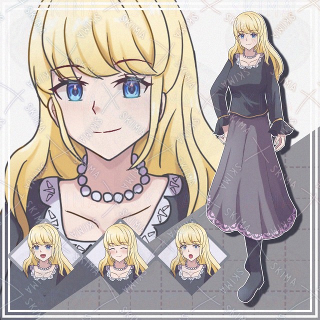 【表情10種】金髪黒服の女の子【立ち絵】