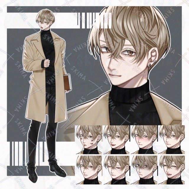 ★【立ち絵】コート/男性キャラ【表情10種】