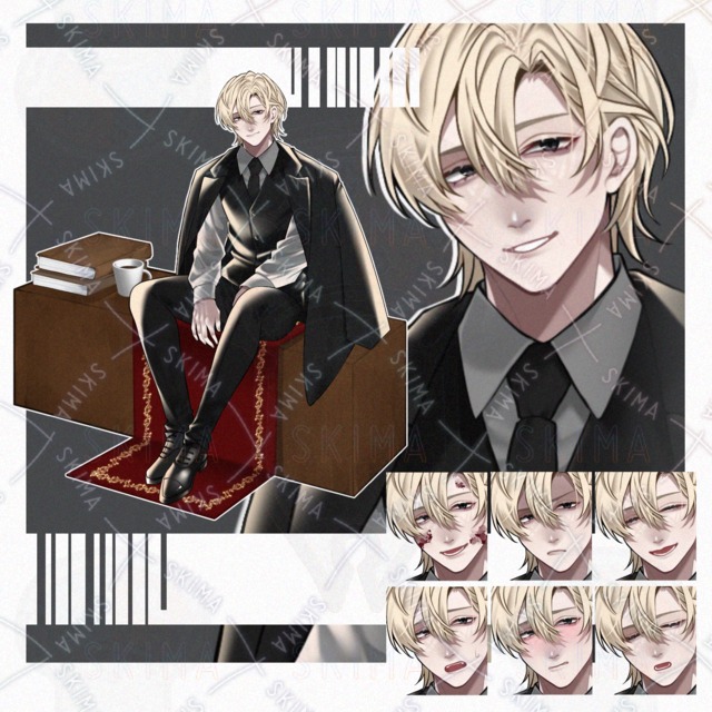 【立ち絵】スーツ/男性キャラ【表情8種】