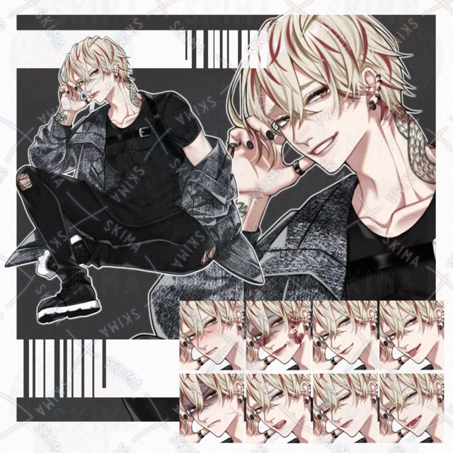 【立ち絵】金髪&times;赤/男性キャラ【表情10種】