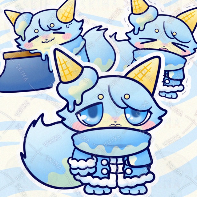 寒がりなソーダアイスのケモノ【表情・ポーズ差分あり】