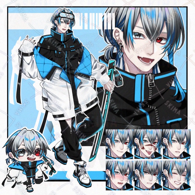 【立ち絵】サイバー風/男性キャラ【表情8種】