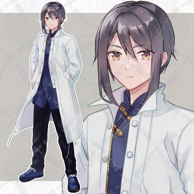 白コートの男性/表情8種【adopt46】