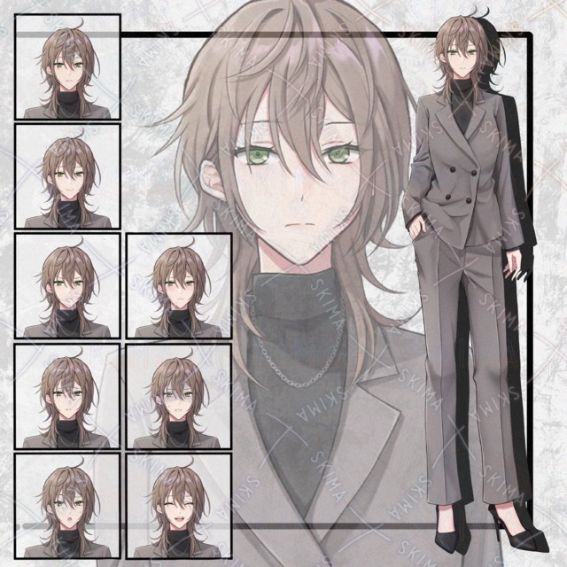 スーツの女性立ち絵　表情8種