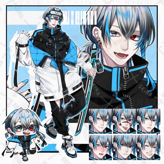 【立ち絵】サイバー風/男性キャラ【表情8種】