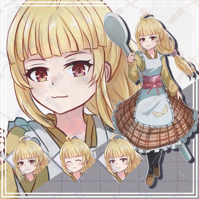 【表情10種】和風エプロンの女の子【立ち絵】