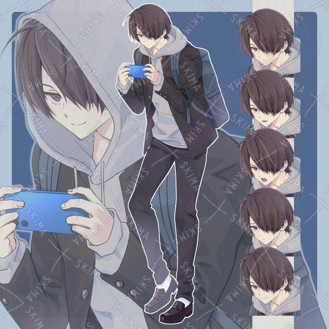 学ラン男子 表情5種・フード着脱