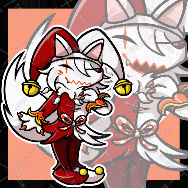 【半額セール！】道化師の白キツネ 全身立ち絵【表情10種】