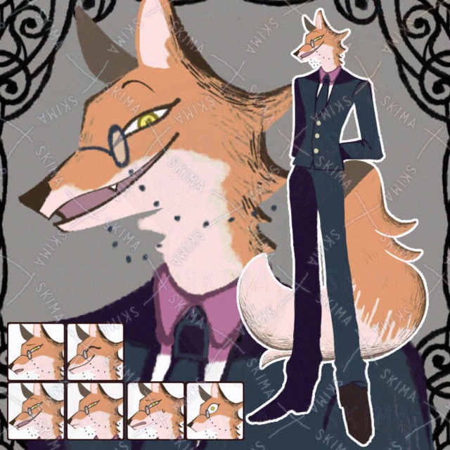 スーツを着たキツネ【表情6種】