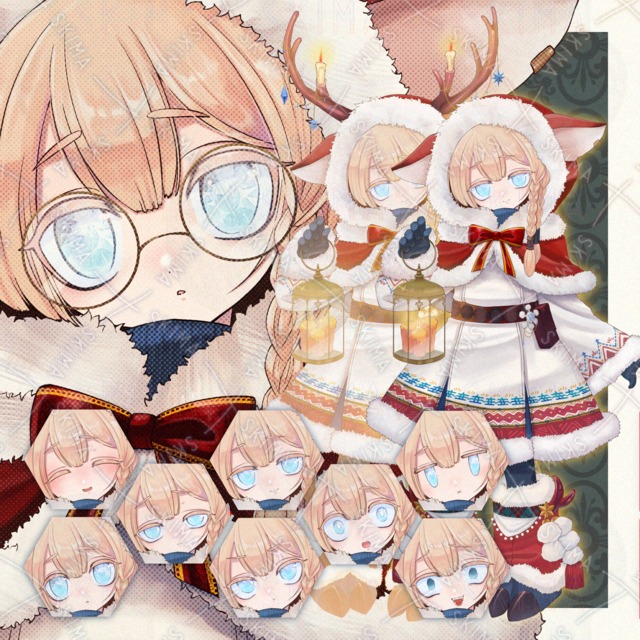 【限定価格！】【表情8種++】蝋燭灯るトナカイガールちゃん