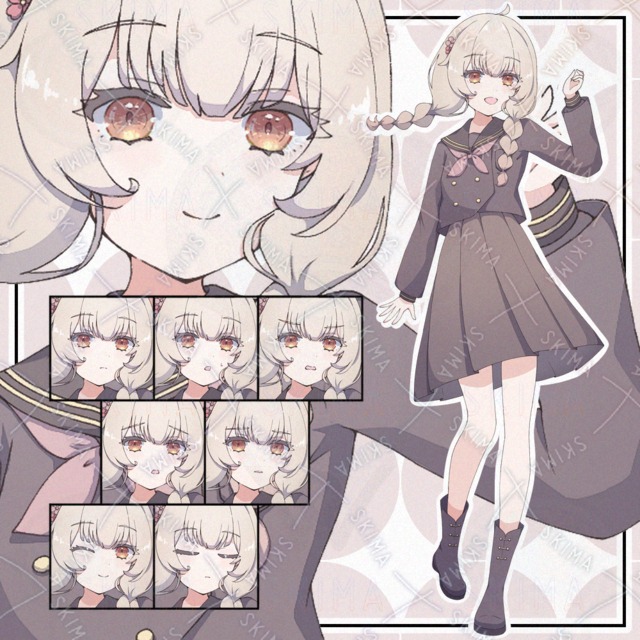 【年末セール】茶色セーラー服の子【表情9種】