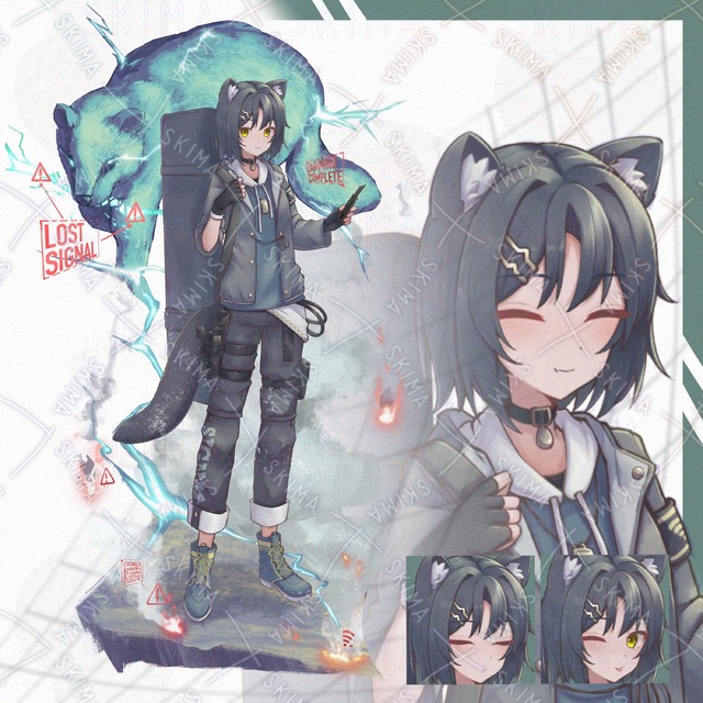 諜報員の少女【表情9種＋背景】