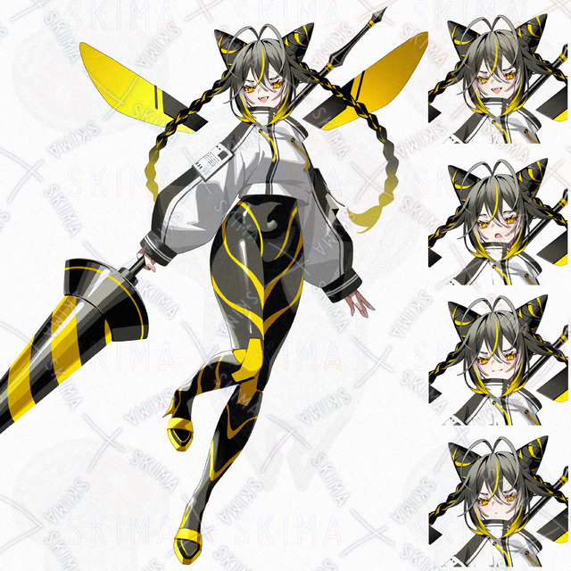 【表情4種】蜂　女の子　立ち絵