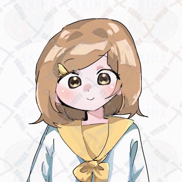 【アイコン】イエロー系七三分け女子