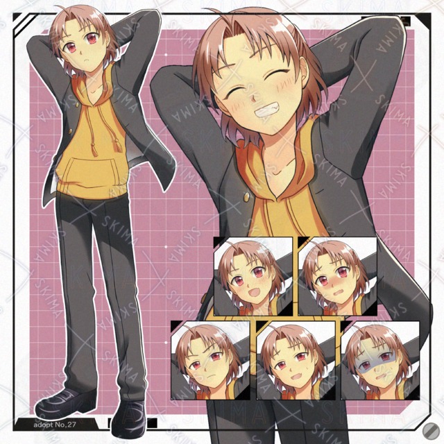 学ランとオレンジパーカーの男の子【表情７種】