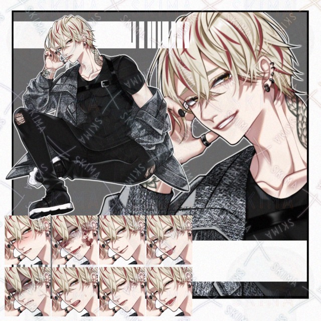 【立ち絵】金髪&times;赤/男性キャラ【表情10種】